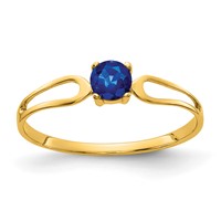 14K 4mm Yellow Gold Round Blue Sapphire Ring view 1