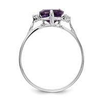 14K White Gold 7mm Heart Amethyst and 0.05 Carat AA Diamond Ring view 2