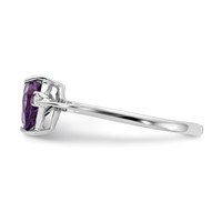 14K White Gold 7mm Heart Amethyst and 0.05 Carat AA Diamond Ring view 4