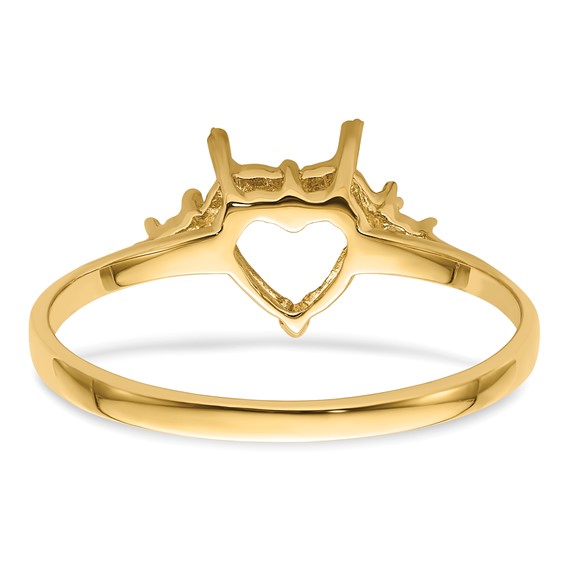 14k Polished Holds 7mm Heart Gemstone Ring Mounting