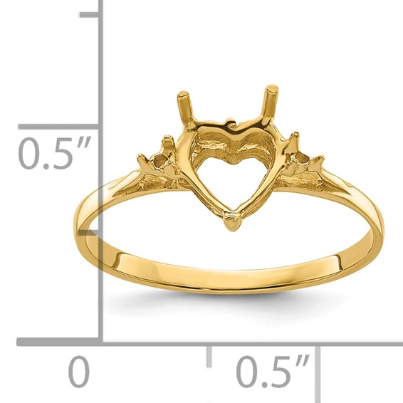 14k Polished Holds 7mm Heart Gemstone Ring Mounting