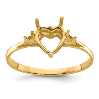 14k Polished Holds 7mm Heart Gemstone Ring Mounting