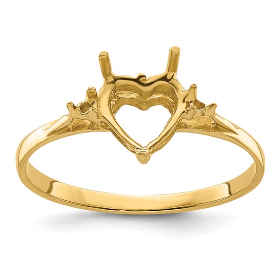 14k Polished Holds 7mm Heart Gemstone Ring Mounting