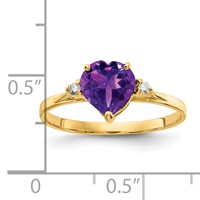 14K 7mm Heart Amethyst and Aaa Diamond Ring view 2