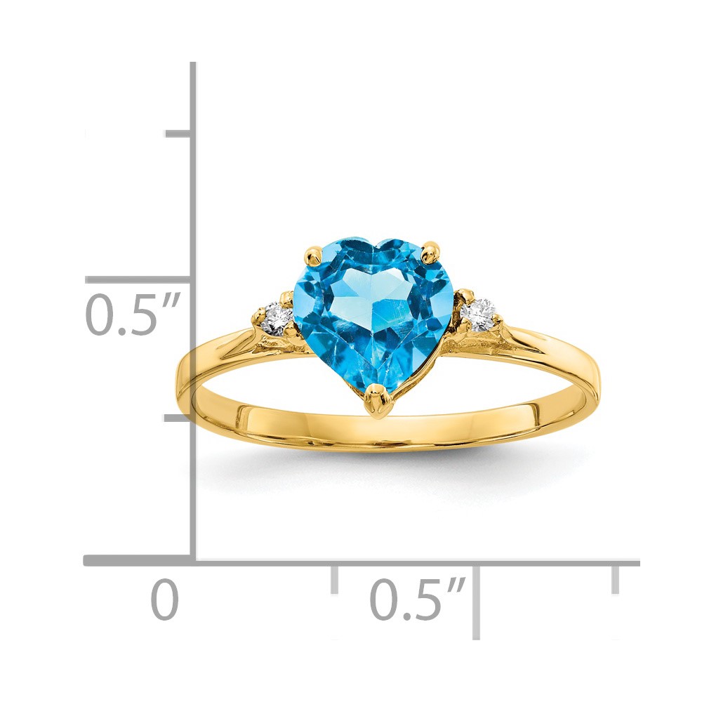 14k 7mm Heart Blue Topaz AA Diamond ring (X9682BT/AA)