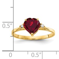 14K 7mm Yellow Gold Heart Lab-Created Ruby and Aaa Diamond Ring view 2