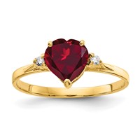 14K 7mm Yellow Gold Heart Lab-Created Ruby and Aaa Diamond Ring view 1