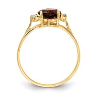 14K 7mm Heart Garnet and AA Diamond Ring view 2