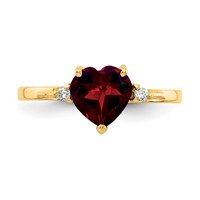 14K 7mm Heart Garnet and AA Diamond Ring view 5