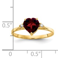 14K 7mm Heart Garnet and AA Diamond Ring view 3