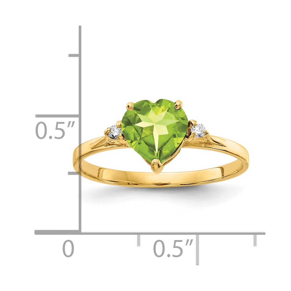 14k 7mm Heart Peridot AA Diamond ring (X9682PE/AA)