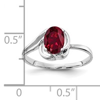 14K White Gold 7x5mm Oval Lab-Created Ruby Ring view 2