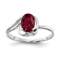 14K White Gold 7x5mm Oval Lab-Created Ruby Ring view 1