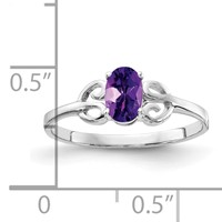 14K White Gold 6x4mm Oval Amethyst Ring view 2