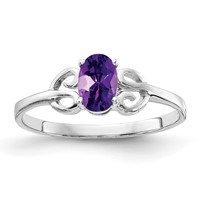 14K White Gold 6x4mm Oval Amethyst Ring view 1