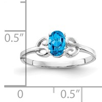 14K White Gold 6x4mm Oval Blue Topaz Ring view 2