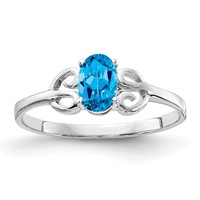 14K White Gold 6x4mm Oval Blue Topaz Ring view 1