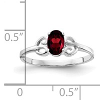 14K White Gold 6x4mm Oval Garnet Ring view 2