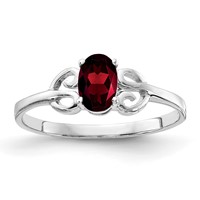 14K White Gold 6x4mm Oval Garnet Ring view 1