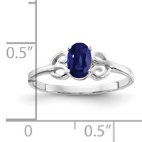 14K White Gold 6x 4mm Oval Blue Sapphire Ring view 2