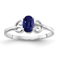 14K White Gold 6x 4mm Oval Blue Sapphire Ring view 1
