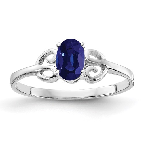 14K White Gold 6x 4mm Oval Blue Sapphire Ring