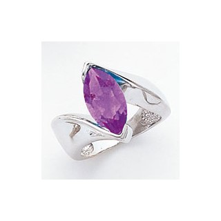 14k White Gold 14x7mm Marquise Amethyst ring
