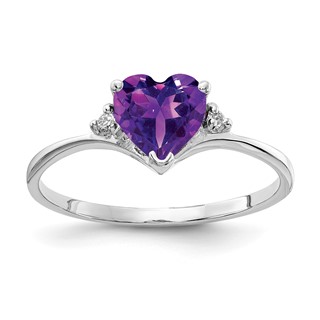14k White Gold Heart Gemstone & Diamond rings