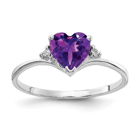 14k White Gold Heart Gemstone & Diamond rings