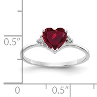 14K White Gold 6mm Heart Lab-Created Ruby and VS Diamond Ring view 2
