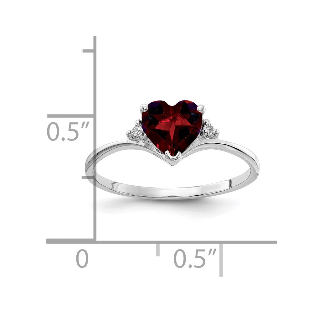 14k White Gold 6mm Heart Garnet AA Diamond ring (X9701GA/AA)