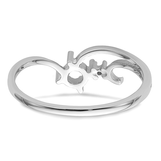 14k White Gold Polished Holds 1-1.3mm Diamond and 4mm Round Gemstone Ring Mounting