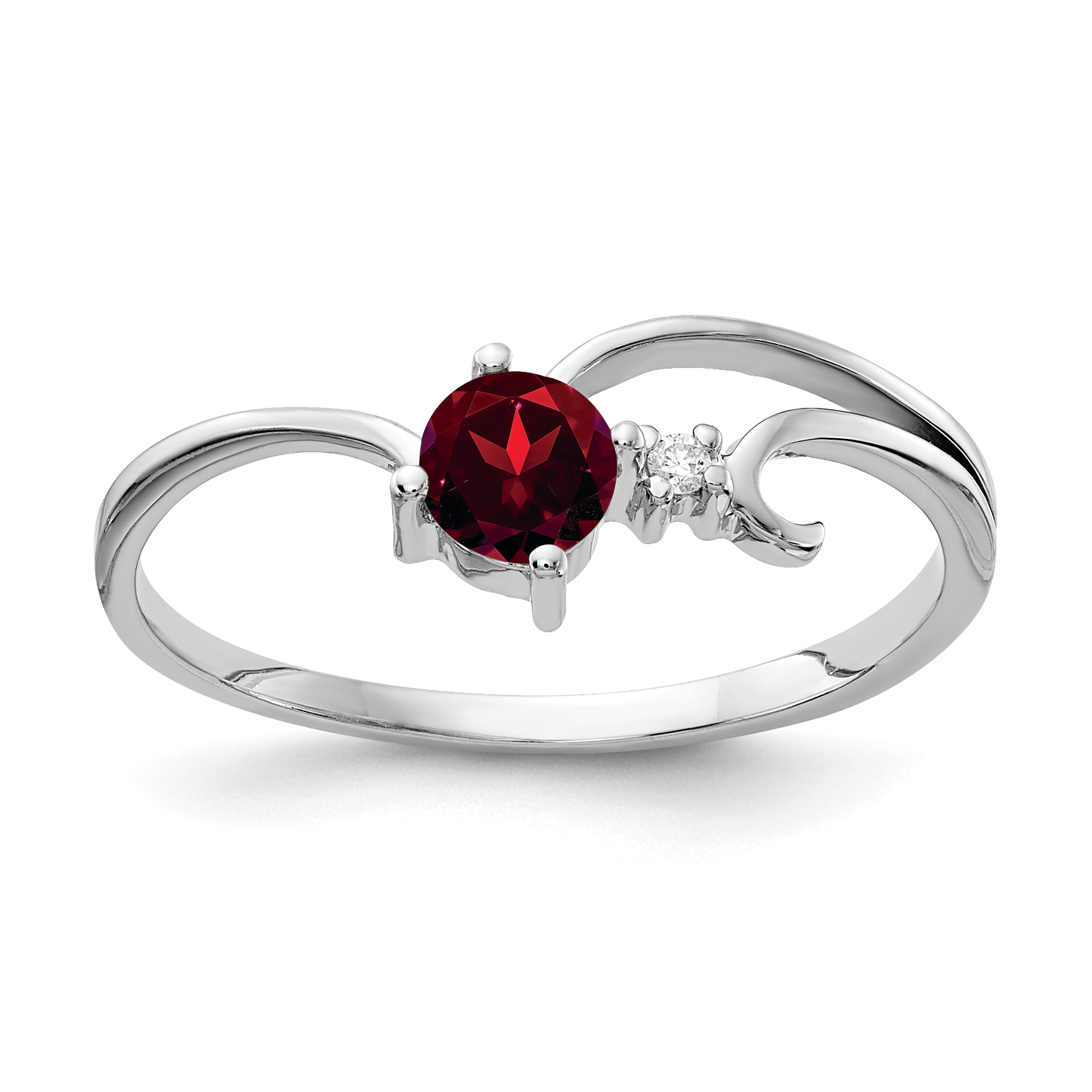 14k White Gold 4mm Garnet AA Diamond ring (X9705GA/AA)