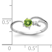 14K White Gold 4mm Round Peridot and VS Diamond Ring view 2