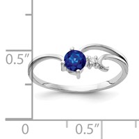 14K White Gold 4mm Blue Sapphire and AA Diamond Ring view 2