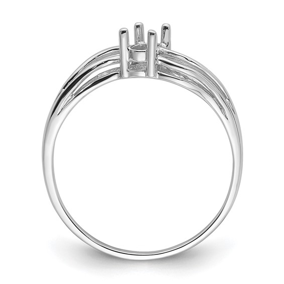 14k White Gold Polished 5x3 Oval Gemstone Wave Ring Mounting