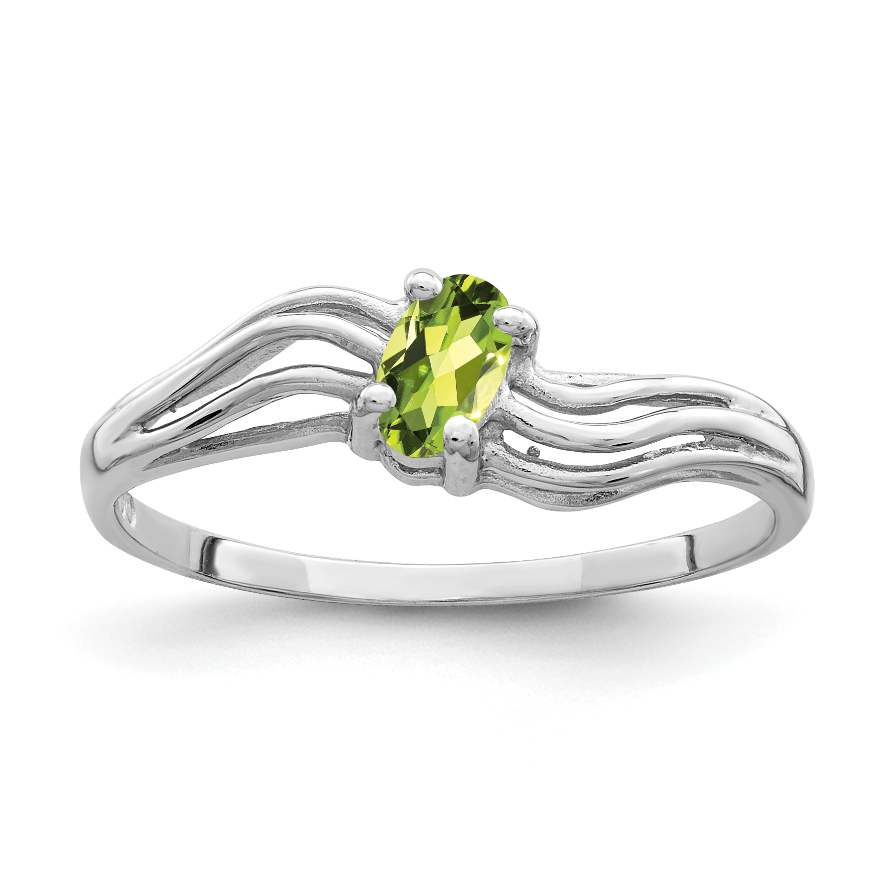 14k White Gold 5x3mm Oval Peridot ring (X9707PE)