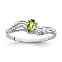 14K White Gold 5x3mm Oval Peridot Wave Ring view 1