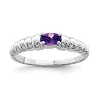14K White Gold 5x3mm Oval Amethyst East-West Ring view 1