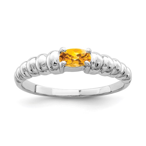 14K White Gold 5x 3mm Oval Citrine East-West Ring
