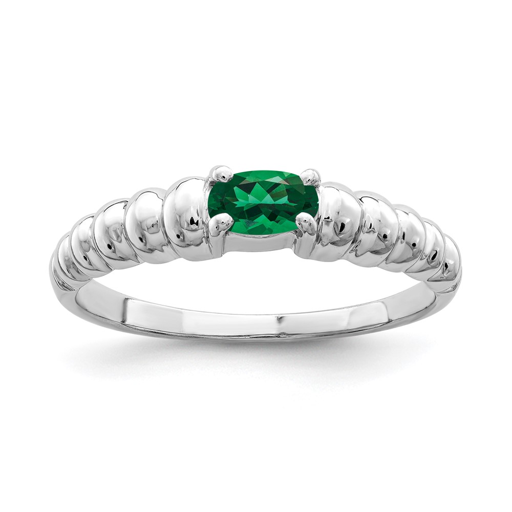 14K White Gold 5x 3mm Oval Mount St. Helens East-West Ring