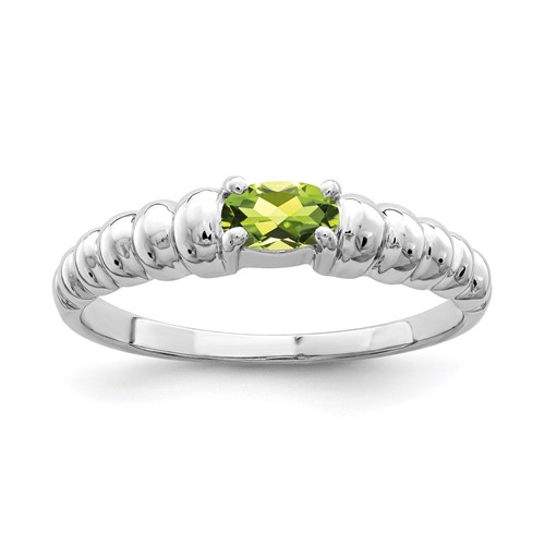 14K White Gold 5x 3mm Oval Peridot East-West Ring