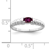 14K White Gold 5x3mm Oval Rhodolite Garnet East-West Ring view 2
