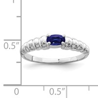 14K White Gold 5x 3mm Oval Blue Sapphire East-West Ring view 2