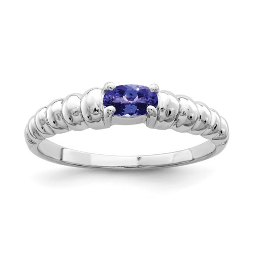 14K White Gold 5x 3mm Oval Tanzanite East-West Ring