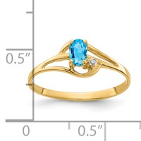 14K Yellow Gold 5x3mm Oval Blue Topaz and a Diamond Ring view 2