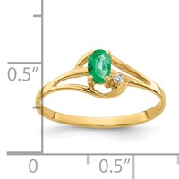 14K 5x3mm Oval Emerald and AA Diamond Ring view 2
