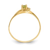 14K Yellow Gold 5x3mm Oval Peridot and Aaa Diamond Ring view 2