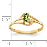 14K Yellow Gold 5x3mm Oval Peridot and Aaa Diamond Ring view 3