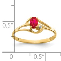 14K Yellow Gold 5x3mm Oval Ruby and Aaa Diamond Ring view 2